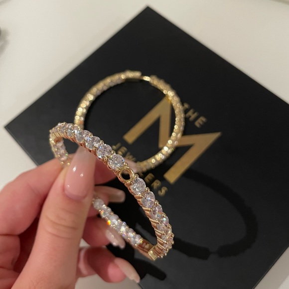 The M Jewelers Large Pave 925 Hoops in gold - Picture 10 of 11